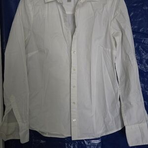 Women's Tapered White Button-Down Shirt, Small